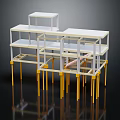 Open Multi Tier Furniture Shelves With White Surfaces And Yellow Legs