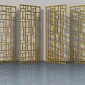 Stylish Gold Swing Doors With Geometric Patterns For Room Dividers 3d model