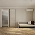 Modern Living Dining Room Interior With Sofa Herringbone Floor And Neutral Cabinet
