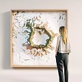 3D Textured Natural Mountain Landscape Wall Decor with Wooden Frame in Modern Indoor Space