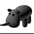 Gray Hippo Shaped Stuffed Toy with Round Ears Black Eyes and Long Snout