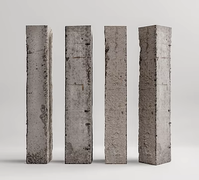 Rough Textured Concrete Columns With Natural Patterns For Modern Design Projects 3d model