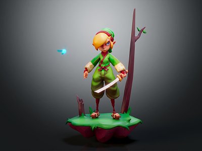 Modern game character cartoon girl cartoon girl character 3d model