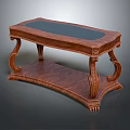 Classic Wooden Console Table Design With Carved Curved Legs And Dark Smooth Top
