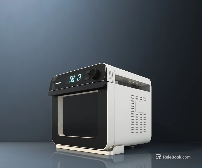 Modern Kitchen Air Fryer With Digital Display Knob Control White And Black Design 3d model 