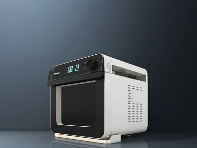 Modern Kitchen Air Fryer With Digital Display Knob Control White And Black Design 3d model