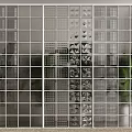 Modern Glass Partition With Grid Design And White Frame For Interior Decor 3d model