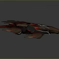 Futuristic Sci Fi Spaceship With Sharp Edges Red Accents And Glowing Details