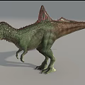 Green Prehistoric Spinosaurus Reptile With Sail Like Back Sharp Teeth Standing Strong Limbs 3d model