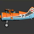 Orange Biplane Model With Red Cross Logo And White Stripes Design