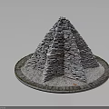 Stone Pyramid Architectural Structure with Stacked Stones on Circular Base Surrounded by Gravel