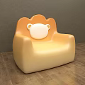 Cute Yellow Single Sofa With Cartoon Shaped Backrest And White Pattern 3d model