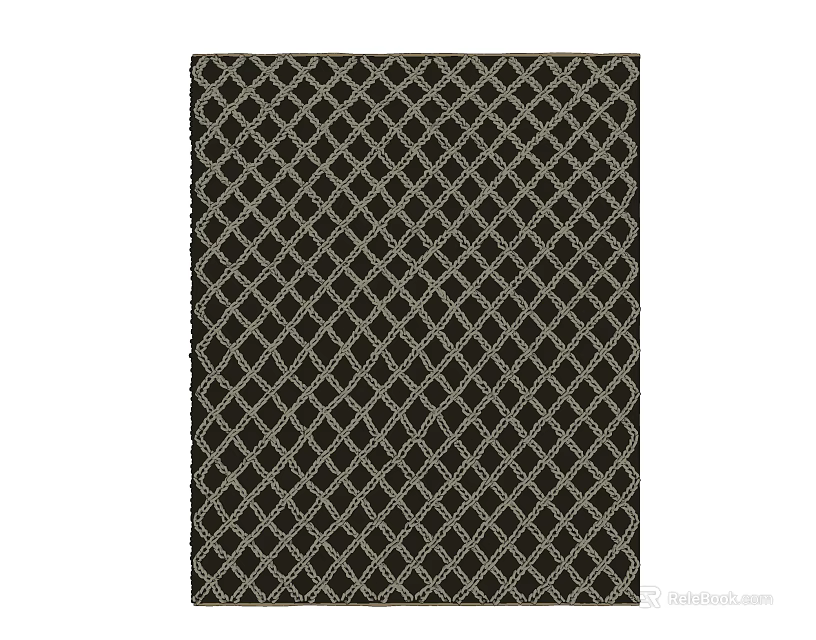 Black Square Carpet With Diamond Pattern And Beige Lines For Home Decor 3d model 