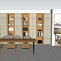 Public Office Space With Wooden Tables Chairs Open Layout Dividers And Green Plant