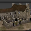 Rural Self Built House With Stone Construction Tiled Roof Chimney And Courtyard