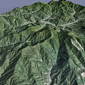Natural Garden Landscape With Mountainous Terrain Contour Lines And Lush Green Vegetation