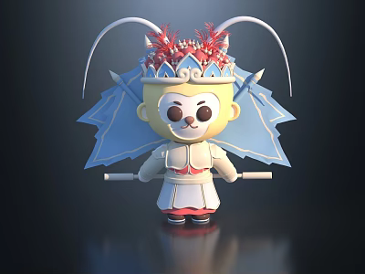 Guochao Hand-held Monkey Sun Wukong Peking Opera Monkey Kung Fu Monkey Meichen Monkey Game Characters Cartoon Characters Peking Opera Hand-held Peking Opera Characters Animals 3d model