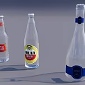 Beverage Glass Bottles With Fruit Press Mineral Water And Beer Featuring Colorful Labels