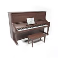 Upright Wooden Piano With Music Sheets And Matching Bench In Interior