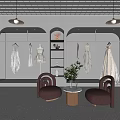 Elegant Bridal Shop Showroom With Hanging Wedding Dresses Cozy Chairs And Green Plants