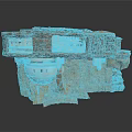 Cliffside Building Structure With Rocky Mountain Base Multiple Levels And Stone Walls