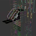 3D Modeled Industrial Structural Components With Metal Staircase And Platform Frames