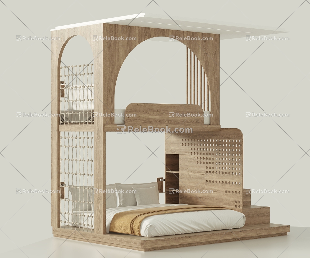 Nordic Bed High and Low Bed 3d model