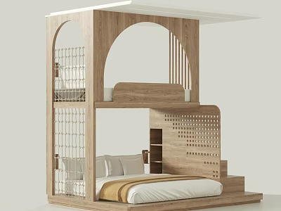 Nordic Bed High and Low Bed 3d model
