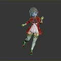 Game And Movie Character 3D With Reddish Brown Hair Red Coat White Outfit Leg Straps