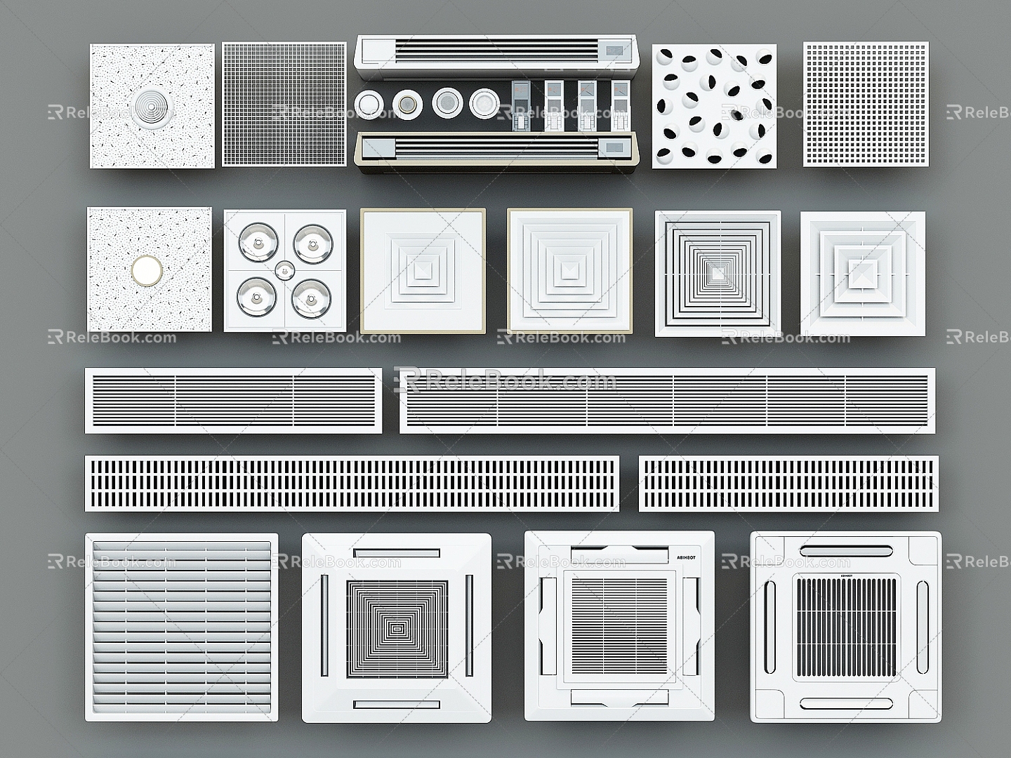 Modern air outlet central air conditioning pipe machine aluminum alloy louver outlet Yuba mineral wool board calcium silicate board aluminum gusset ceiling 3d model