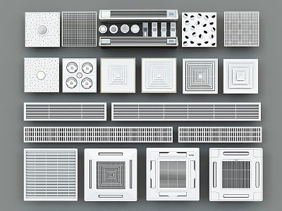 Modern air outlet central air conditioning pipe machine aluminum alloy louver outlet Yuba mineral wool board calcium silicate board aluminum gusset ceiling 3d model