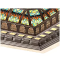 Intricate Colorful Geometric Mosaic Decorative Ceiling With Symmetrical Patterns And Border Design