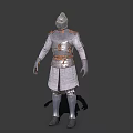 Medieval Character Wearing Silver Copper Metal Full Body Armor With White Underlayer Standing Pose