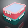 Stackable Lunch Box Set Pink And Green With Transparent Lids And White Handles