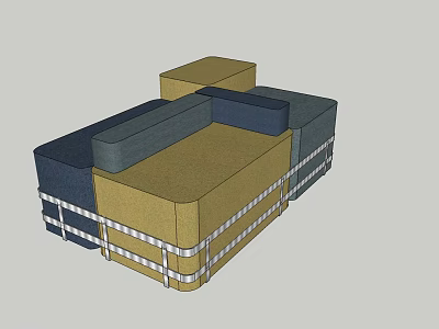 Modern Modular Sofa Set With Beige Blue Gray Modules And White Piping Design 3d model