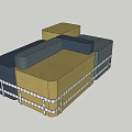 Modern Modular Sofa Set With Beige Blue Gray Modules And White Piping Design