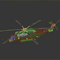 Green Helicopter Model With Rotors And Shiny Sleek Fuselage Design