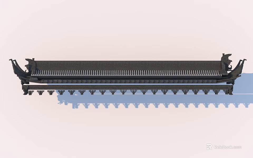 Modern Building Exterior Wall With Glass Facade Metal Cladding And Horizontal Lines 3d model 