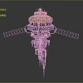 Spacecraft with Yellow Dome Black Body and Side Solar Panels for Orbital Cosmic Missions