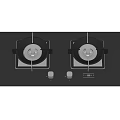 Black Two Burner Gas Stove Kitchen Appliance With Knob Controls