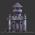 European-style castle cartoon castle 3d model