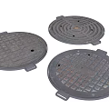 Municipal Road Manhole Covers With Grid Pattern And Metal Construction Design 3d model