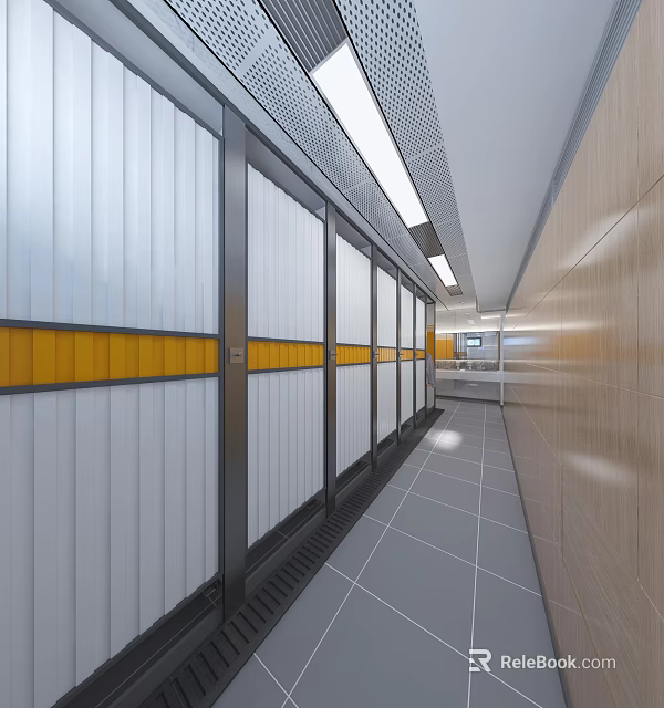 Modern SPA Sauna Space With Stylish Wall And Tile Flooring 3d model