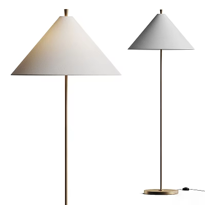 Modern Minimalist Floor Lamp with Two Designs Light Colored and Gray Shades Golden Black Poles 3d model
