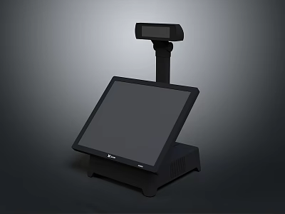 Modern Black POS Terminal With Touchscreen Display Scanner And Base 3d model