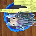 Colorful Decorative Sculpture Featuring Golden Moon Top And Blue Wave Base