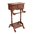 Traditional Wooden Console Table With Two Drawers Hanger And Slatted Shelf