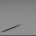 Decorative Spear With Metal Head Side Blades And Wooden Wrapped Shaft
