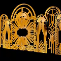 Golden Decorative Laser Cut Panels With Arched Patterns And Geometric Designs
