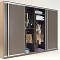 Modern Wardrobe Interior With Sliding Doors Hanging Clothes And Storage Shelves